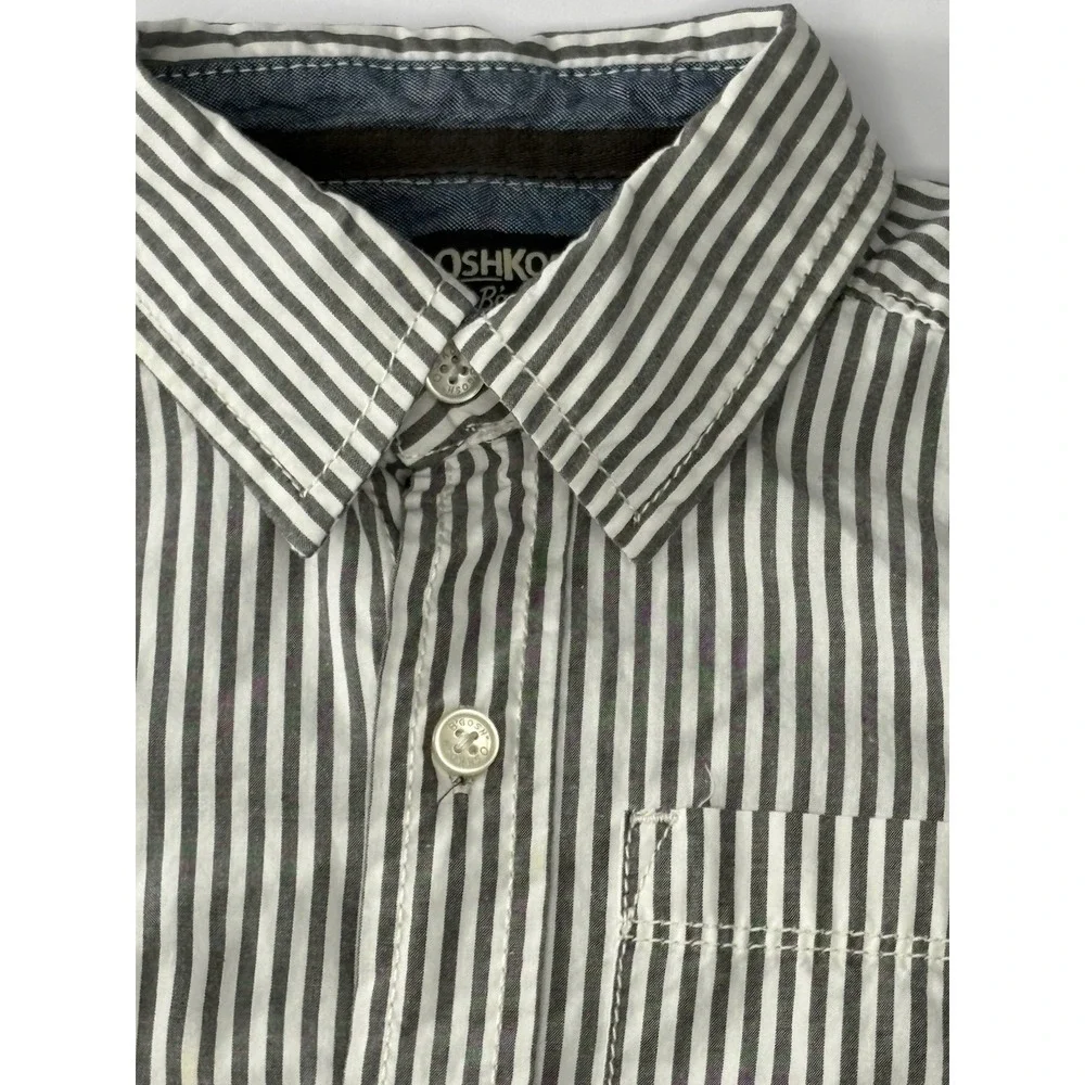 Oshkosh Bgosh Boys Size 5 Striped Button Down Shirt 100%‎ Cotton Long Sleeve